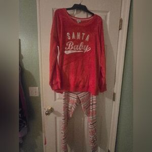 Jenni Red and White Santa Baby Kids Pajama Set